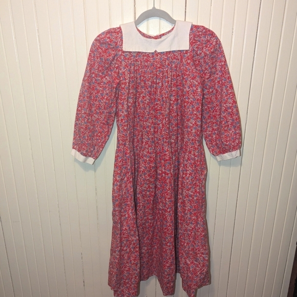 Mousefeathers Other - Vintage Mousefeathers Red Floral Print Long Sleeve Collared Girls' Dress Size 14